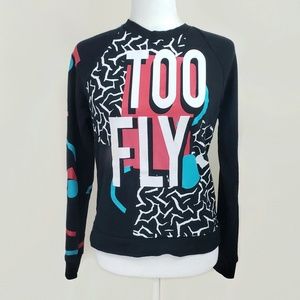 Mighty Fine Too Fly Graphic Sweatshirt Top Sz. M